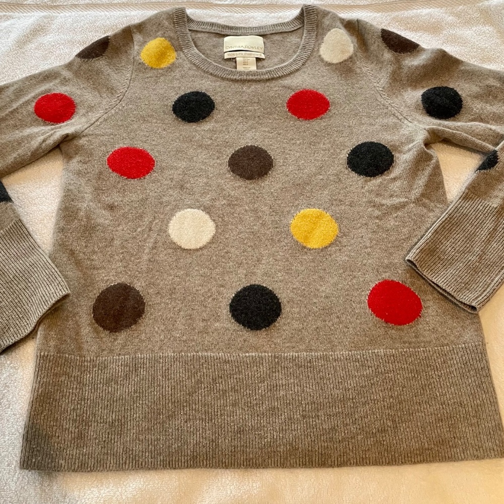 Cynthia Rowley 100% cashmere polka dot sweater
